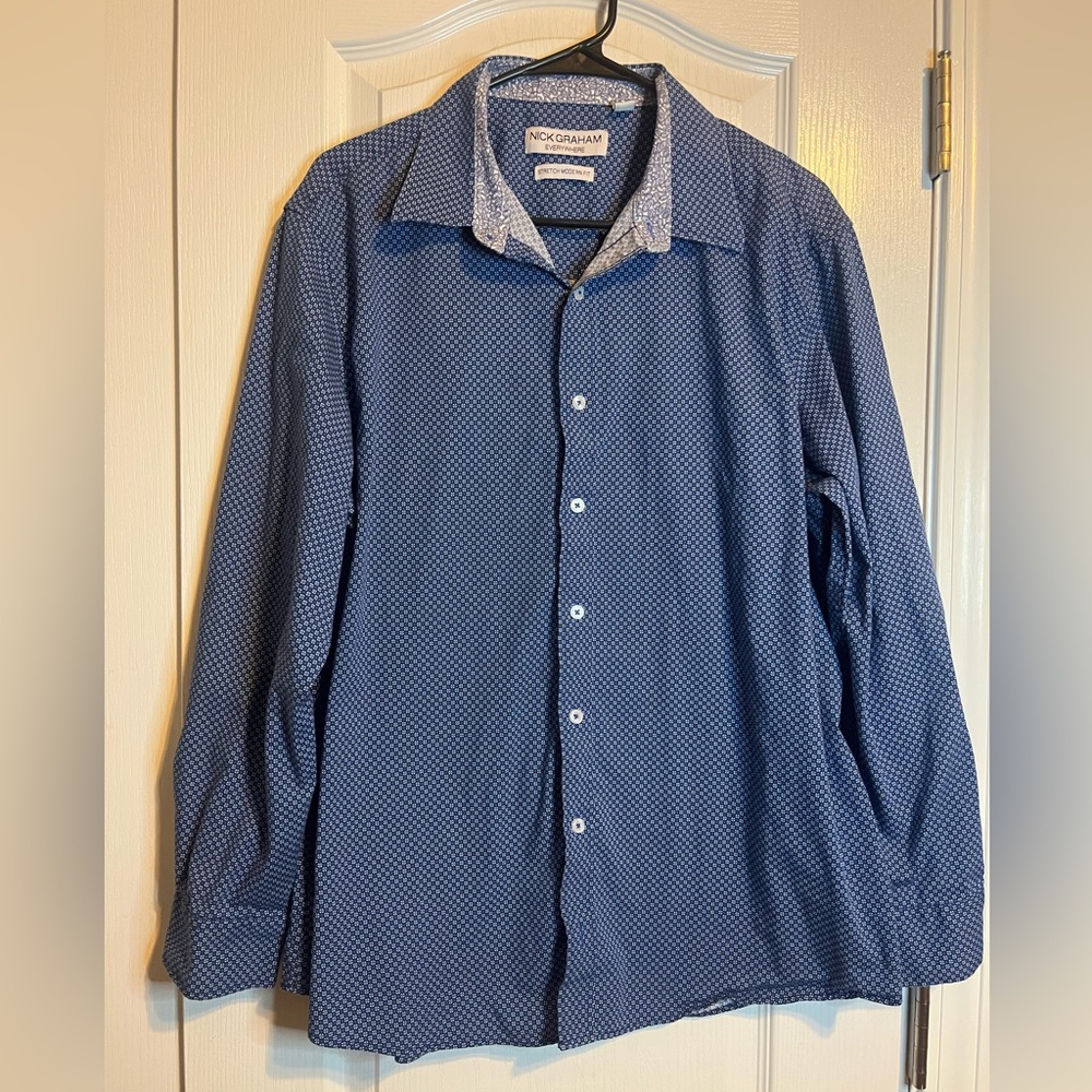 Nick Graham Men's Everywhere Stretch Modern Fit‎ Button-Up Dress Shirt - Size XL